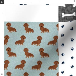 Dachshund Dog Fabric - Dachshund Pet Quilt B Dog Breed Silhouette Cheater Quilt By Petfriendly - Cotton Fabric By The Yard With Spoonflower imagen 3