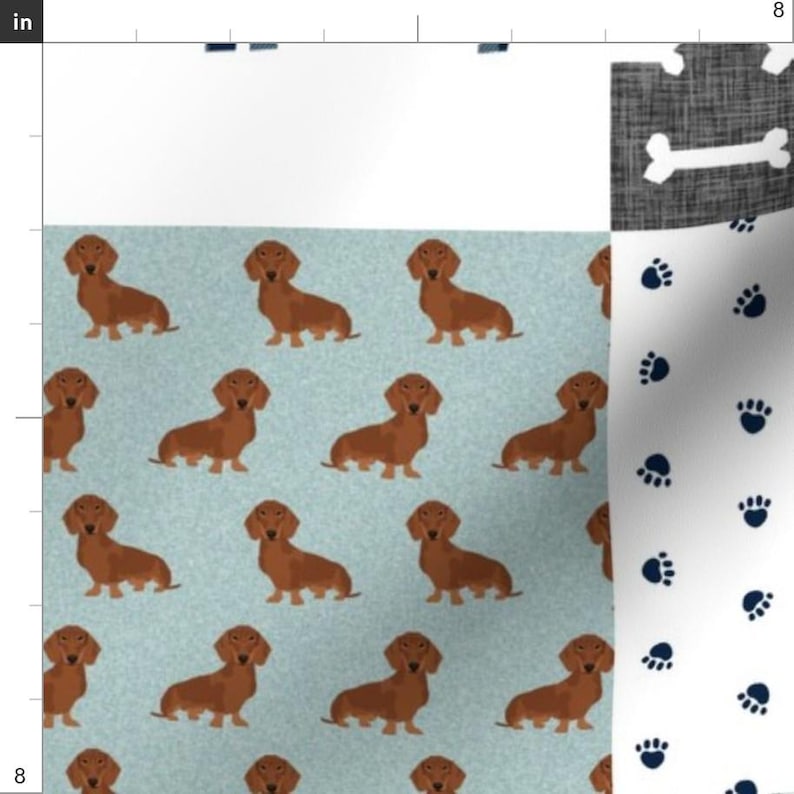 Dachshund Dog Fabric - Dachshund Pet Quilt B Dog Breed Silhouette Cheater Quilt By Petfriendly - Cotton Fabric By The Yard With Spoonflower imagen 3
