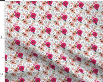 F Word Fabric - Tiny Fresh Out Of F*cks By Cynthiafrenette - Flowers Cuss Swear Profanity Cotton Fabric By The Yard With Spoonflower