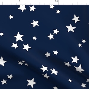 Patriotic Stars Fabric - Stars Blue And White Independence Day USA By Misstiina - 4th Of July Cotton Fabric By The Yard With Spoonflower