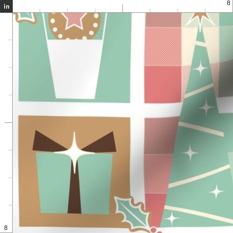 Christmas Patchwork Extra Wide Sateen Fabric Winter Holiday Pink Green Cozy Hygge Fabric By The Yard Cozy Winter Holiday by wolflingblue image 4
