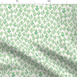 Watercolor Green Cactus Fabric - Cactus Print (Small Scale) By Shelbyallison - Green Cacti Cotton Fabric By The Yard With Spoonflower