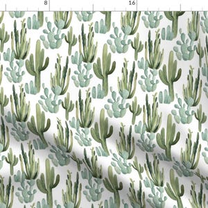 Watercolor Cactus Fabric - Desert Cactus By Bluebirdcoop - Watercolor Desert Cacti Home Decor Cotton Fabric By The Yard With Spoonflower