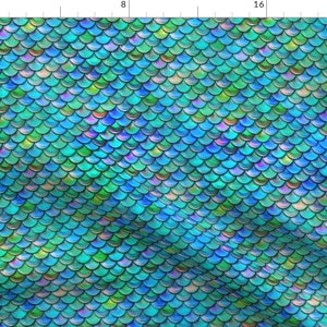 Fish Scales Fabric - Mermaid Scales By Elladorine - Fish Mermaids Scales Blue Green Animal Print Cotton Fabric By The Yard With Spoonflower