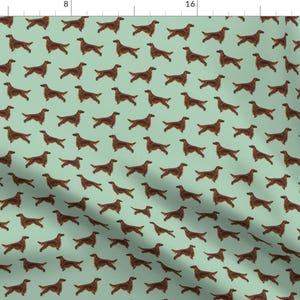 Irish Setter on Sage Fabric - Irish Setter Dog Breed Fabric Pattern Mint By Petfriendly - Pet Cotton Fabric By The Yard With Spoonflower