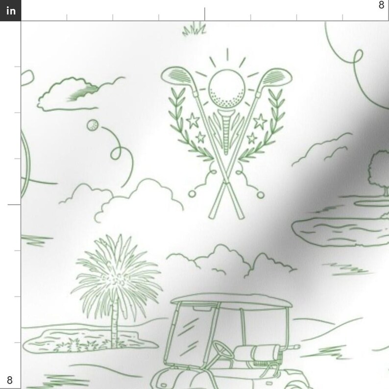 Preppy Apparel Fabric - Golf Heaven Green by natalia_gonzalez - Golfer Modern Toile Whimsical Father's Day Clothing Fabric by Spoonflower image 3