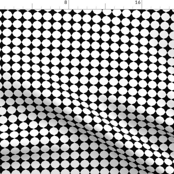 Black And White Monochrome Circles Pattern Fabric - Octagon By Pattern-Method - Circle Repeat Cotton Fabric By The Yard With Spoonflower