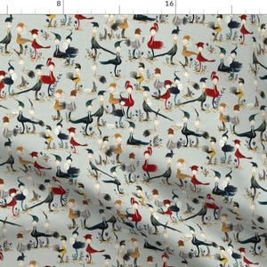 Bird Girls Fabric - Bird Girls In Egg Blue By Katherine Quinn - Bird Girls Costume Cute Feathers Cotton Fabric By The Yard With Spoonflower