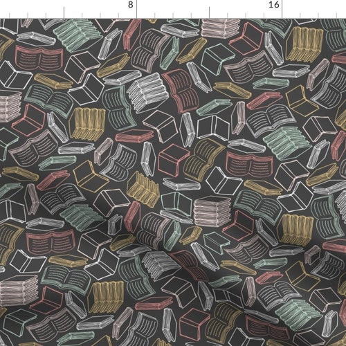 Books Fabric so Many Books... mint and Coral by Robyriker Etsy