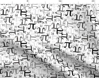 May include: A white background with a repeating pattern of the mathematical symbol pi in various shades of gray and black.