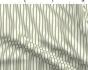 Farmhouse Stripe Fabric - Green Stripes by danika_herrick -  Ticking Stripes Cottagecore Classic Green Fabric by the Yard by Spoonflower