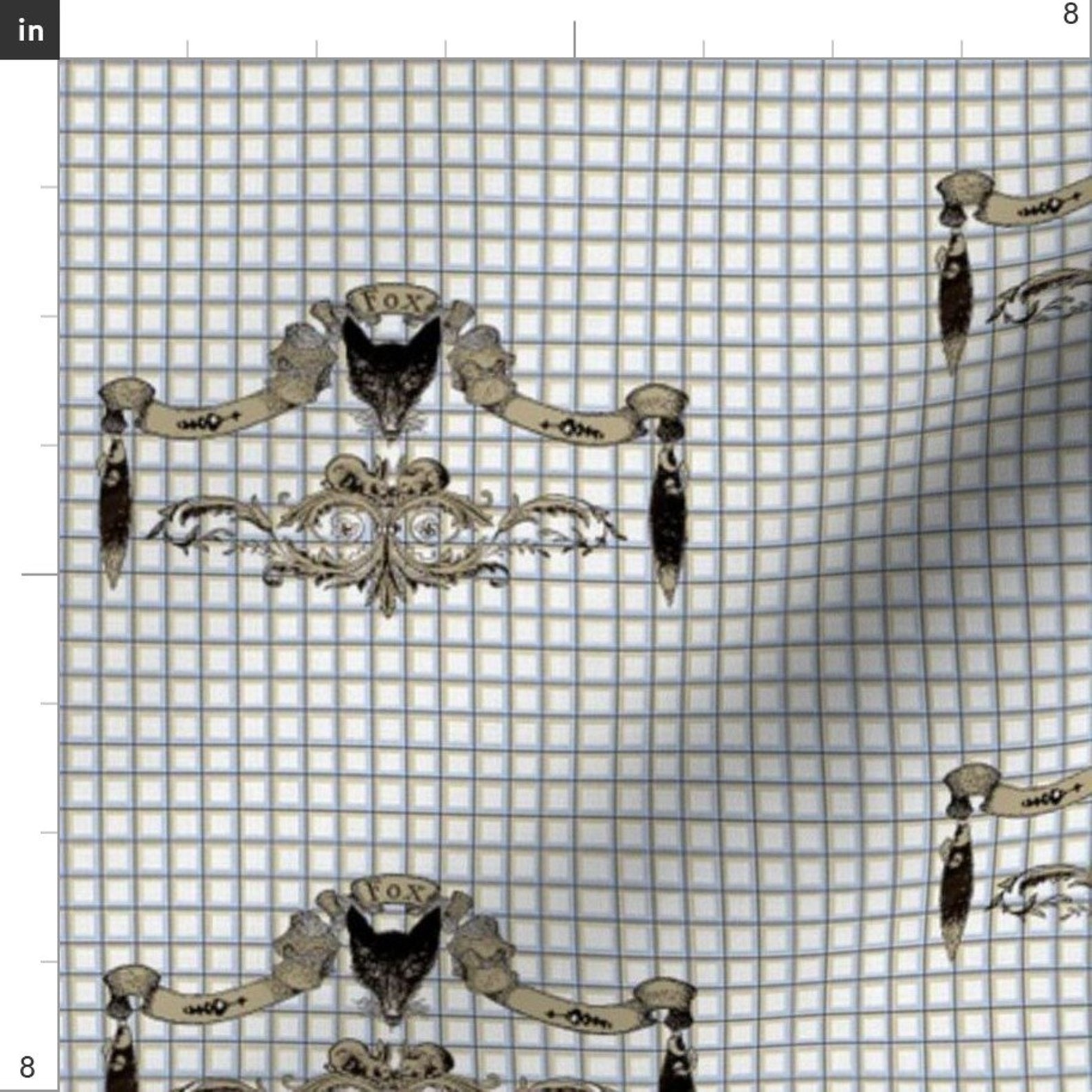 Grey Equestrian Horse Fox Fabric Fox Hunting Crest by Ragan Etsy