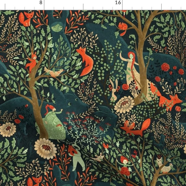 Fairy Tale Fabric - Whimsical Wonderland by gaiamarfurt - Enchanted Forest Magical Woodland Foxes Fabric by the Yard by Spoonflower