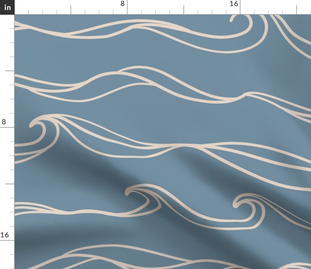 Calm Waters Fabric Ocean Waves by Dottieandcaro Nautical Modern Beach
