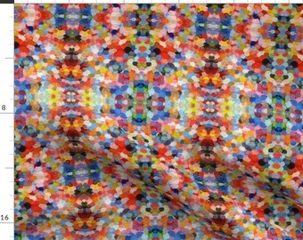 Sweater Fabric Loose Knit Jersey Fabric Colorful Geometry Rainbow Color by the Yard