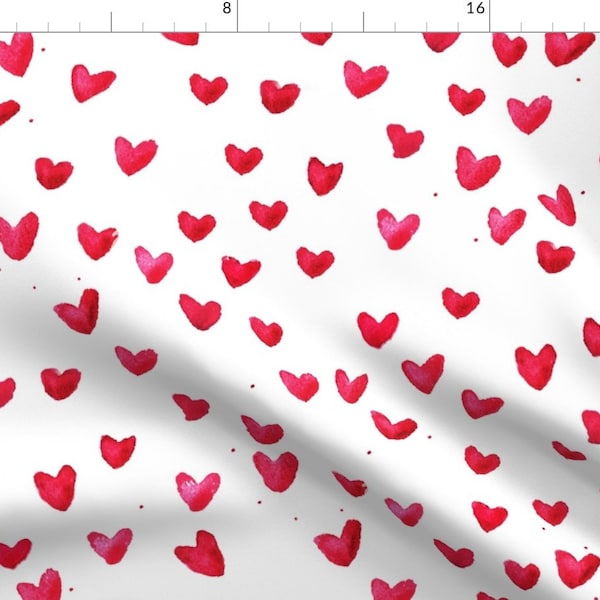 Watercolor Hearts Fabric - Cestlaviv Cinnamon Hearts By Cest_La_Viv - Valentine's Day Watercolor Cotton Fabric By The Yard With Spoonflower