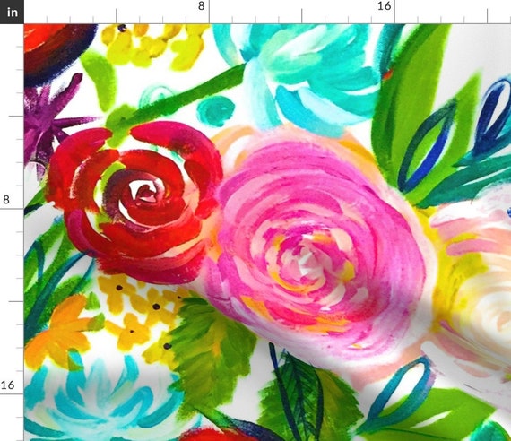 Large print floral fabric deals