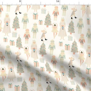 Vintage Nutcracker Fabric - Neutral Ballet by charlottewinter - Soft Colors Holiday Christmas Dancing Sage Fabric by the Yard by Spoonflower