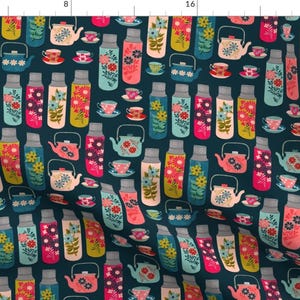 Thermos Fabric - Thermos // Vintage Tea Thermos By Andrea Lauren - Retro Kitchen Coffee Camping Cotton Fabric By The Yard With Spoonflower