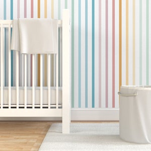 Whimsical Wallpaper - Pastel Rainbow Stripes by athomewithashley -  Rainbow Stripe Pastel Removable Peel and Stick Wallpaper by Spoonflower