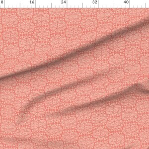 Peach Coral Fabric - Ornamental Coral by nouveau_bohemian - Wreath Boho Ikat Leaves Fabric by the Yard by Spoonflower image 2