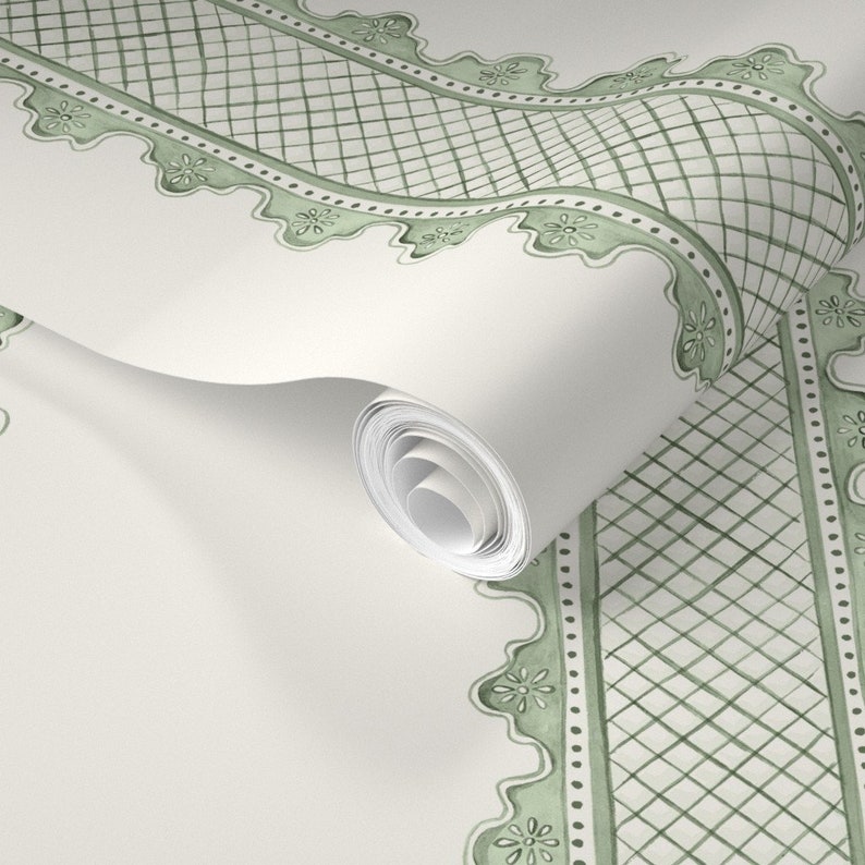 Sage Green Stripe Wallpaper Clarabelle Soft Green by Etsy