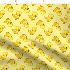 Kitsch Ducks Fabric - Rubber Duckie Starry Skies By Parisbebe- Yellow Duck Vintage Animal Nursery Cotton Fabric By The Yard With Spoonflower