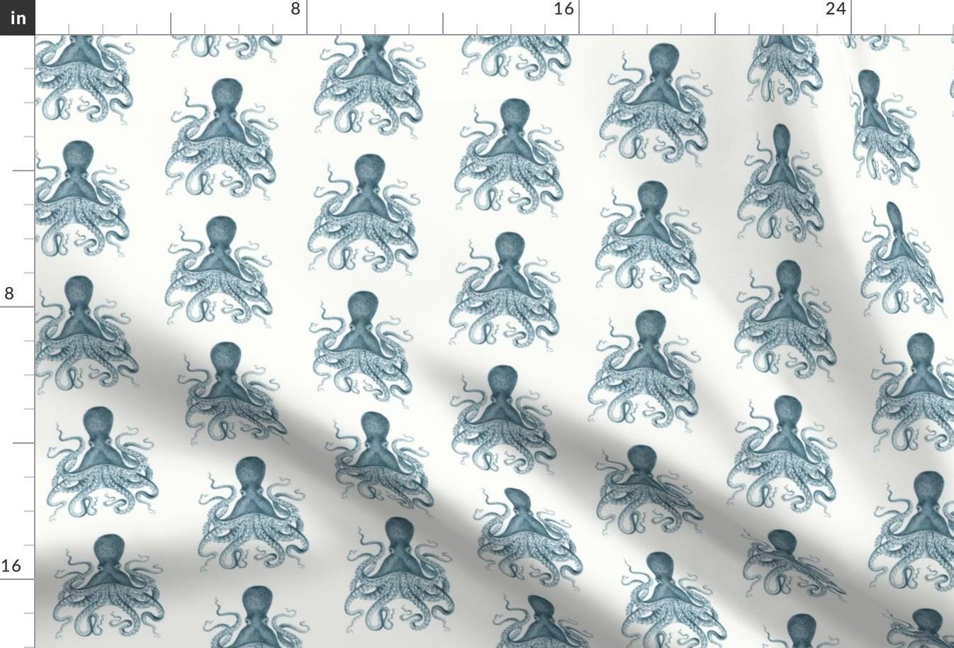 Octopus Fabric - Tiny Octopus In Sea By Willowlanetextiles - Nautical Sea Creature Cotton Fabric By The Yard With Spoonflower