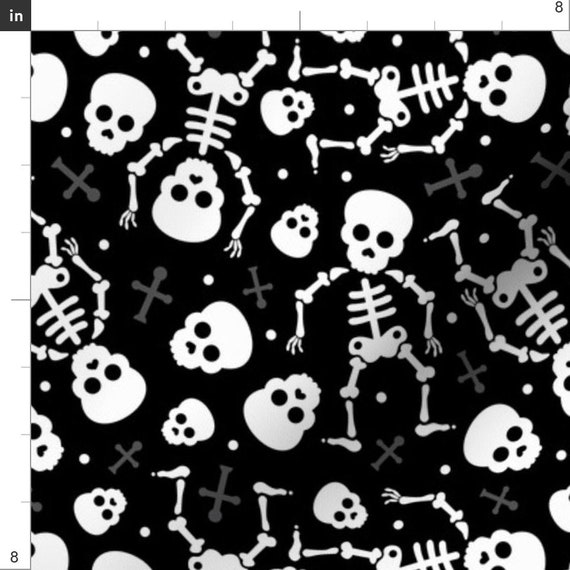 Skull Skulls Halloween Skeleton Skull Halloween Spoonflower Fabric by the Yard 
