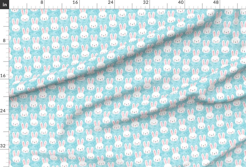 Easter Fabric - Bunny On Light Blue By Littlearrowdesign - Easter Bunny Blue Horizontal Stripe Cotton Fabric By The Yard With Spoonflower image 2