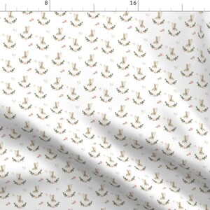 Whimsical Rabbits Fabric - Whimsical Rabbit Small By Mintpeony - Rabbits Bunnies Floral Flowers Cotton Fabric By The Yard With Spoonflower