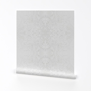 Paisley Wallpaper - White On White By Whimzwhirled - Neutral Tonal Bright White Decor Removable Self Adhesive Wallpaper Roll by Spoonflower