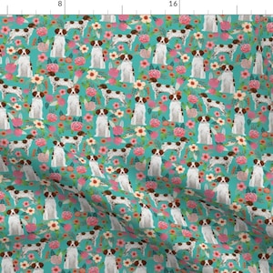 Brittany Spaniel Florals Fabric - Spaniel Cute Painted Floral Sporting Dog By Petfriendly - Cotton Fabric by the Yard with Spoonflower