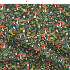 Gnome Fabric - Woodland Gnomes By Shelbyallison - Gnome Cotton Fabric By The Yard With Spoonflower