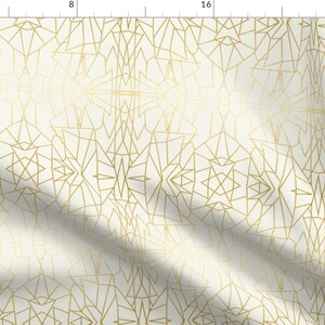 Angles Fabric - Geometric Angles Mustard Cream Ivory by eti_enne - Mustard Ivory Faux Gold Geometric Fabric by the Yard by Spoonflower