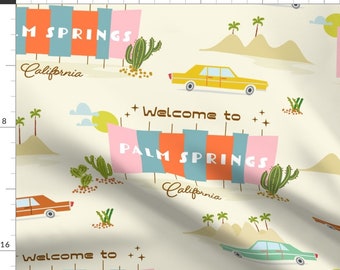 Palm Springs Fabric - Welcome To Palm Springs By Morecandy Shop - Nostalgic Vintage Cali Summer Cotton Fabric By The Yard With Spoonflower