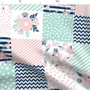Wholecloth Quilt Fabric - Cheater Quilt Fabric Girls Fabric Floral By Charlottewinter - Baby Girl Cotton Fabric by the Yard with Spoonflower