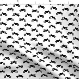 Motocross Fabric - (Small Scale) Botorbike Bike Black On White By Littlearrowdesign Motorcycle - Cotton Fabric By The Yard With Spoonflower