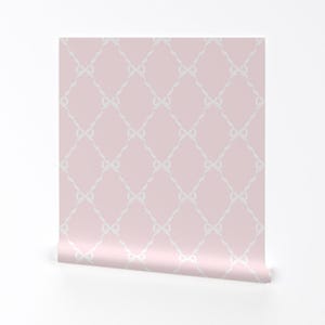 Traditional Removable Peel and Stick Wallpaper - Preppy Ribbon Bow Trellis Lattice - Wall Art Wall Decor - Bow Trellis Pink by prettyfestive