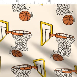 Orange and White Basketball Fabric - Basketball Orange By Revista - Basketball Sports Cotton Fabric By The Yard With Spoonflower