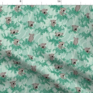 Sleepy Koalas Fabric - Sleeping Koala Bears On Eucalyptus Trees By Pinmintprint -  Sleepy Koalas Cotton Fabric By The Yard With Spoonflower