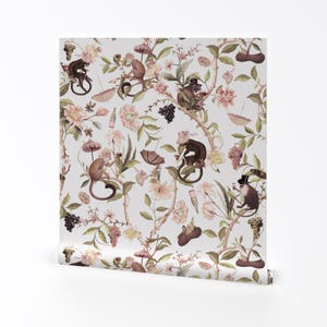Papel pintado autoadhesivo de estilo chinoiserie - Mono borracho con un toque rococó antiguo - Decoración de pared - Flores chinoiserie de utart