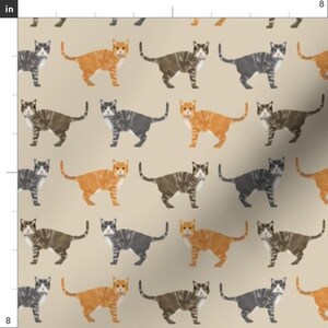 Tabby Cat Fabric - Cats Tabby Tan By Petfriendly - Modern Decor Orange Brown Tabby Cat Pet Cotton Fabric By The Yard With Spoonflower afbeelding 3