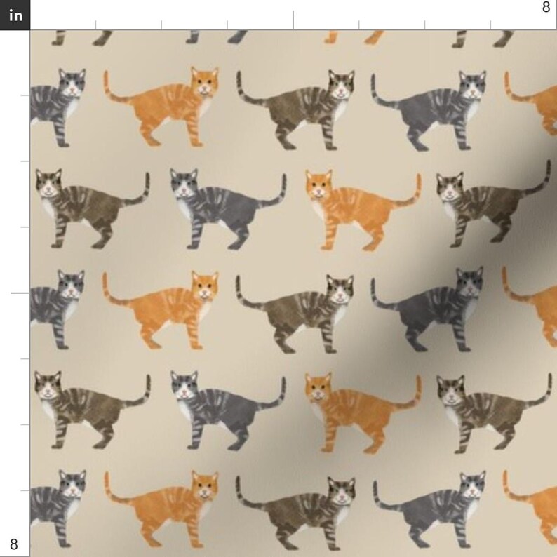 Tabby Cat Fabric - Cats Tabby Tan By Petfriendly - Modern Decor Orange Brown Tabby Cat Pet Cotton Fabric By The Yard With Spoonflower afbeelding 3