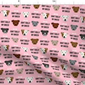 Dog Fabric - Staffordshire Terrier Staffy Bully Dog Breed Fabric Pink By Petfriendly - Nursery Cotton Fabric By The Yard With Spoonflower