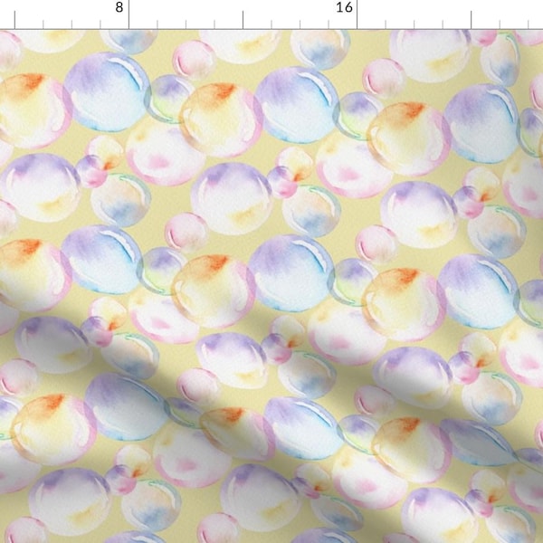 Watercolor Bubbles Fabric - Bubbles by catherinewallace - Delicate Painted Rainbow Suds Fabric by the Yard by Spoonflower