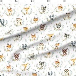 Woodland Apparel Fabric - Woodland Animals Nursery- Style A Large by gingerlous - Animal Faces Bear Fox Deer Clothing Fabric by Spoonflower image 2