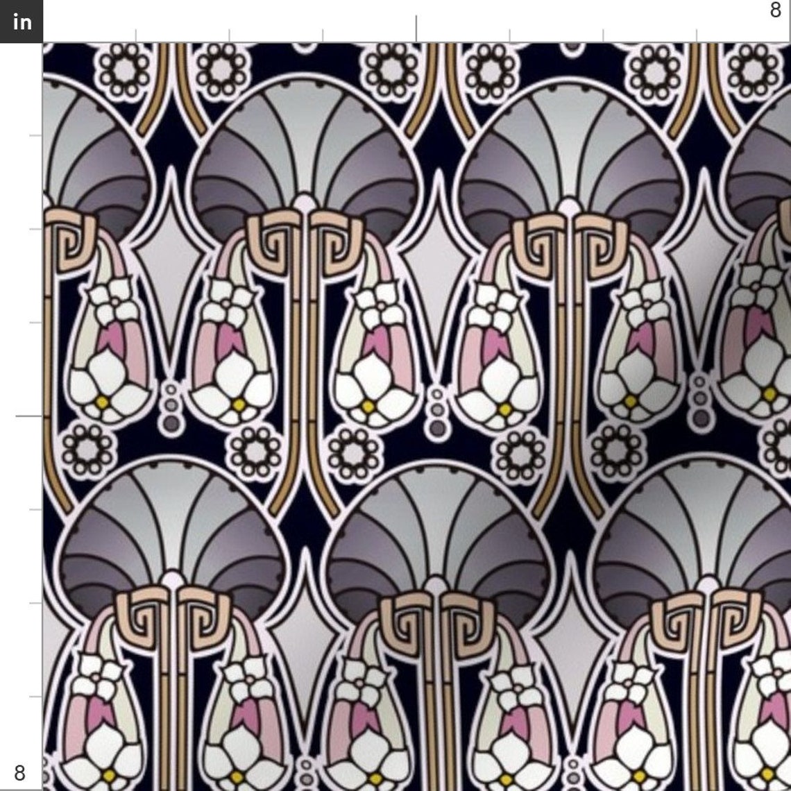 Art Nouveau Fabric by the Yard Art Deco Abstract Pearl Etsy