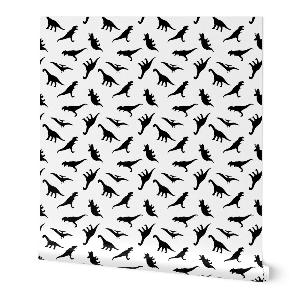 Dinosaur Wallpaper Dinos By Littlearrowdesign Black White Etsy
