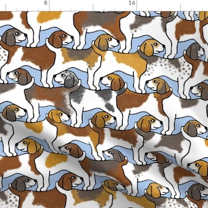 Beagles Fabric - Beagles On Blue By Elramsay - Tessellation Dog Pet Animal Cute Puppy Pup Dogs Cotton Fabric By The Yard With Spoonflower